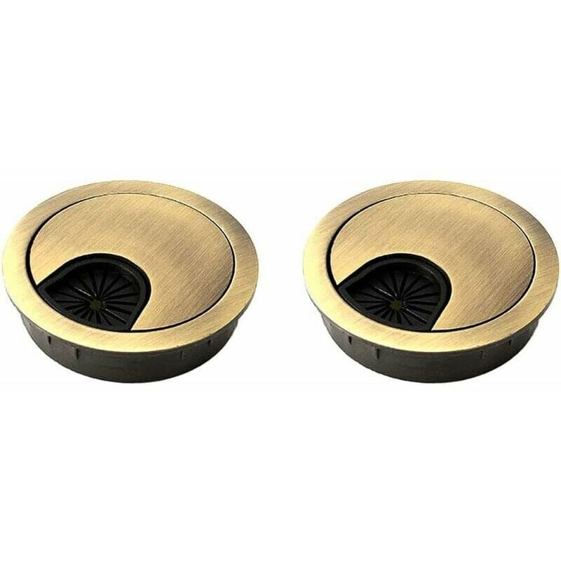 foto del prodotto gp 2 pezzi noble cable pass 60 mm copri foro per cavi per scrivanie, scrivanie e piani di lavoro materiale lega di zinco bronzo 