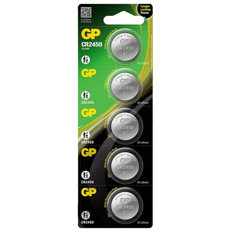 foto del prodotto gp batteries 103133 batteries litio cr2450, blister 5 pezzi