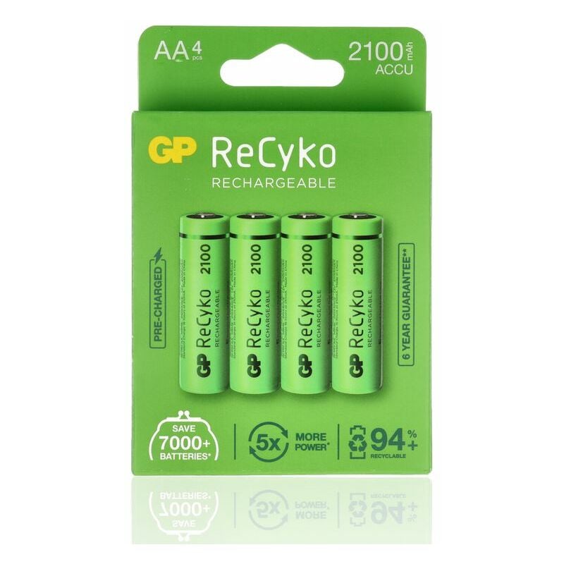 foto del prodotto gp batteries 201212 4 batterie gp ricaricabile recyko, stilo aa, 2100 mah, blister