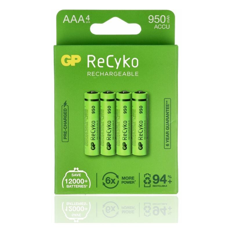 foto del prodotto gp batteries 201215 4 batterie ricaricabile recyko, ministilo aaa, 950 mah, blister