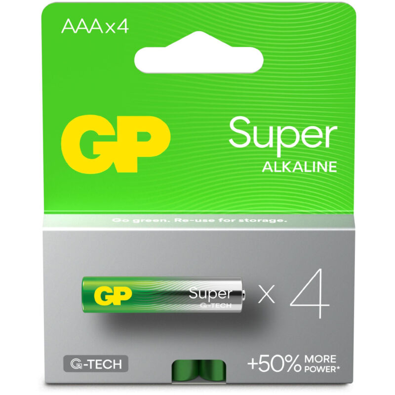 foto del prodotto gp batteries gp battery batteria super alcalina 1,5v mini stilo aaa 24a 2u4 lr03 4 pz