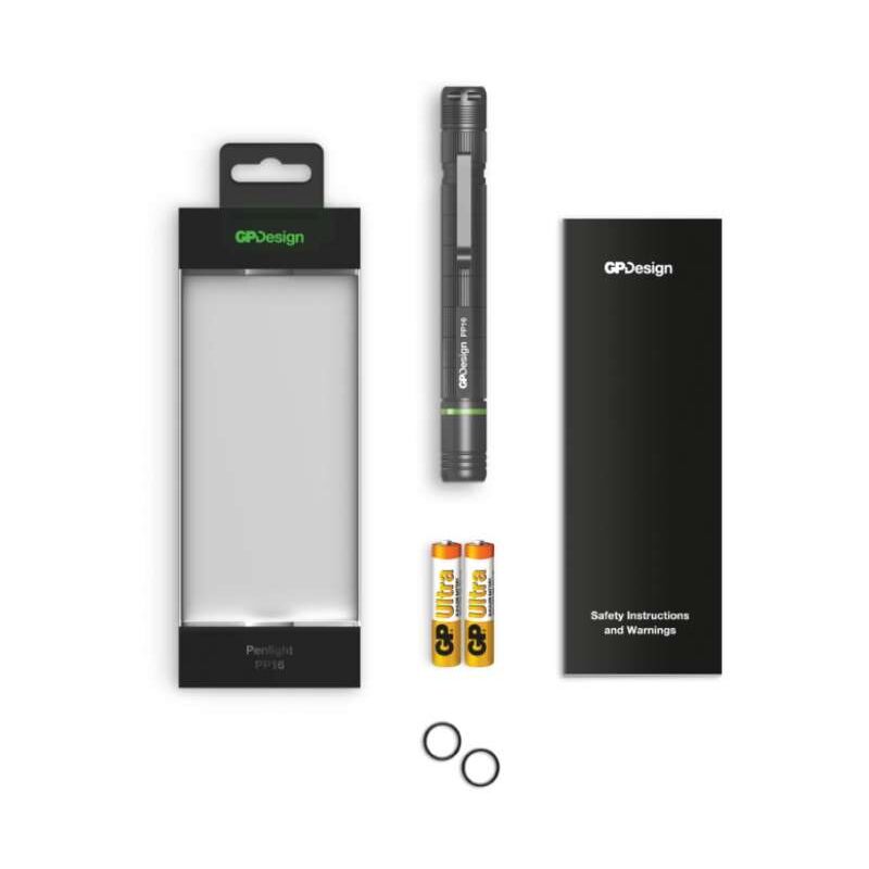 foto del prodotto gp batteries torcia led pp16 penna design regolabile 140lm e 20lm con 2 batterie mini stilo aaa