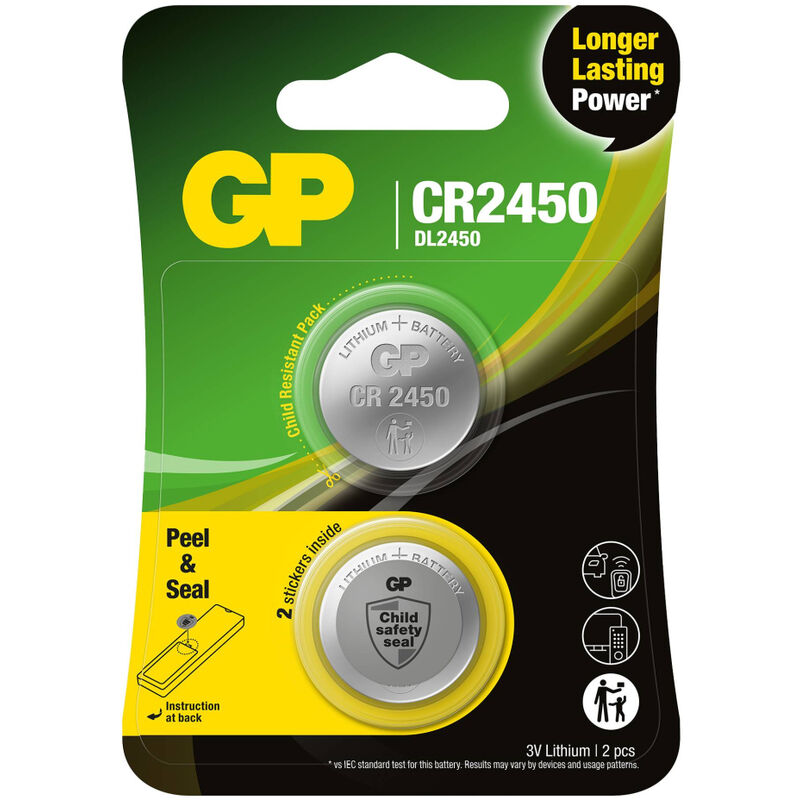 foto del prodotto gp - battery batteria al litio a bottone 3v cr2450 (blister 2 pezzi)