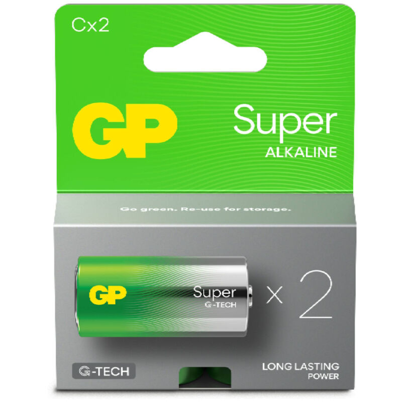 foto del prodotto gp battery batteria super alcalina 1,5v mezza torcia c 14a u2 lr14 2 pz