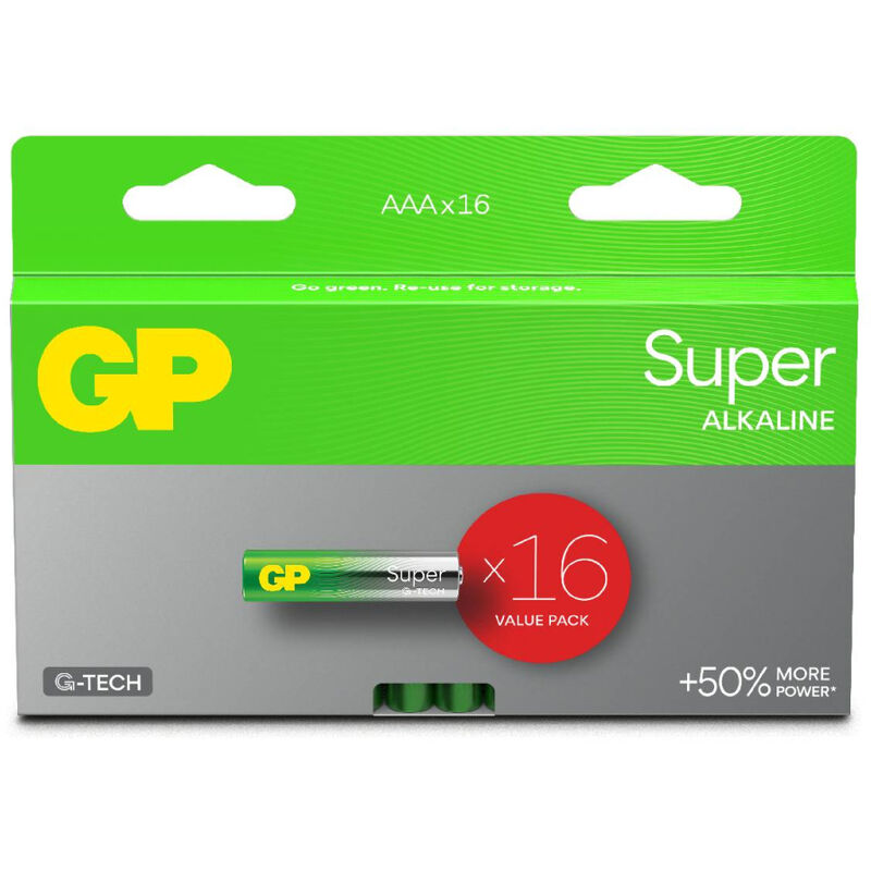 foto del prodotto gp battery batteria super alcalina 1,5v mini stilo aaa 15a lr6 16 pz