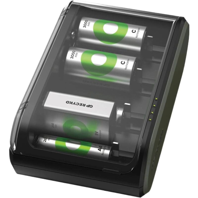foto del prodotto gp battery caricabatterie nimh b631 per ricarica 1,5v mini stilo, stilo aa, c, torcia d e 9v