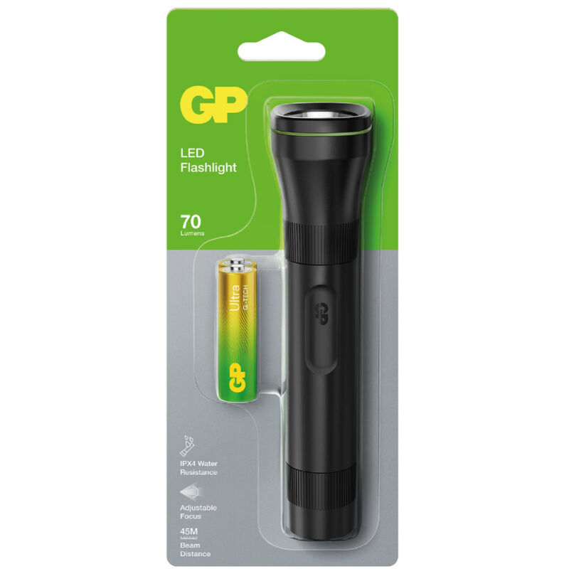 foto del prodotto gp battery torcia led c107 70lm fascio luminoso regolabile con 1 batteria mini stilo aa