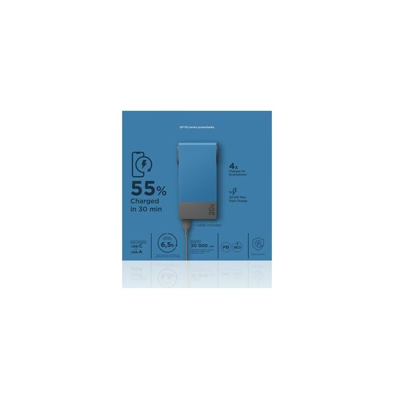 foto del prodotto gp gppbm20bblmsr907 power bank 20000 mah consegna di potenza li ion blu