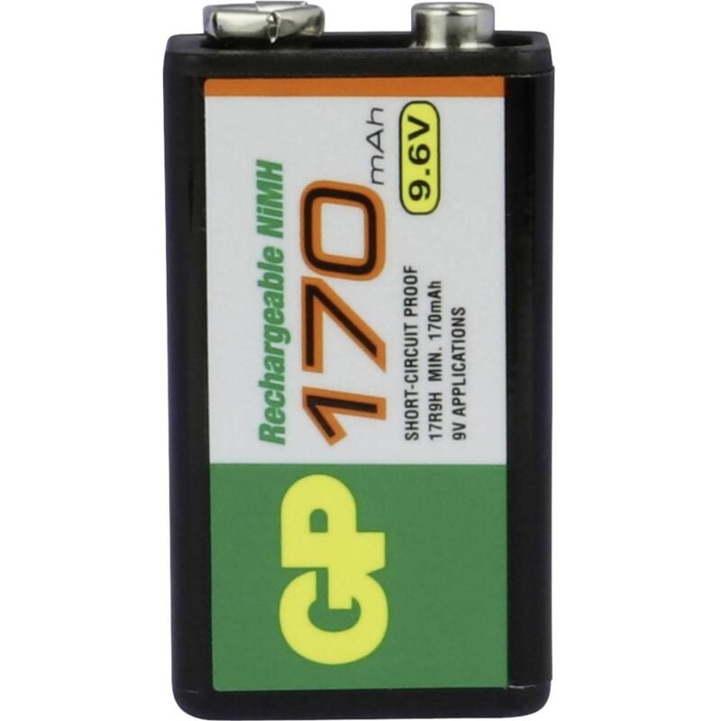 foto del prodotto gp ind17r9hc1 batteria ricaricabile da 9 v nimh 170 mah 9.6 v 1 pz.