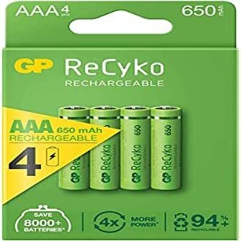 foto del prodotto gp - pacchetto di 4 batterie ricaricabili aaa 650 mah nimh