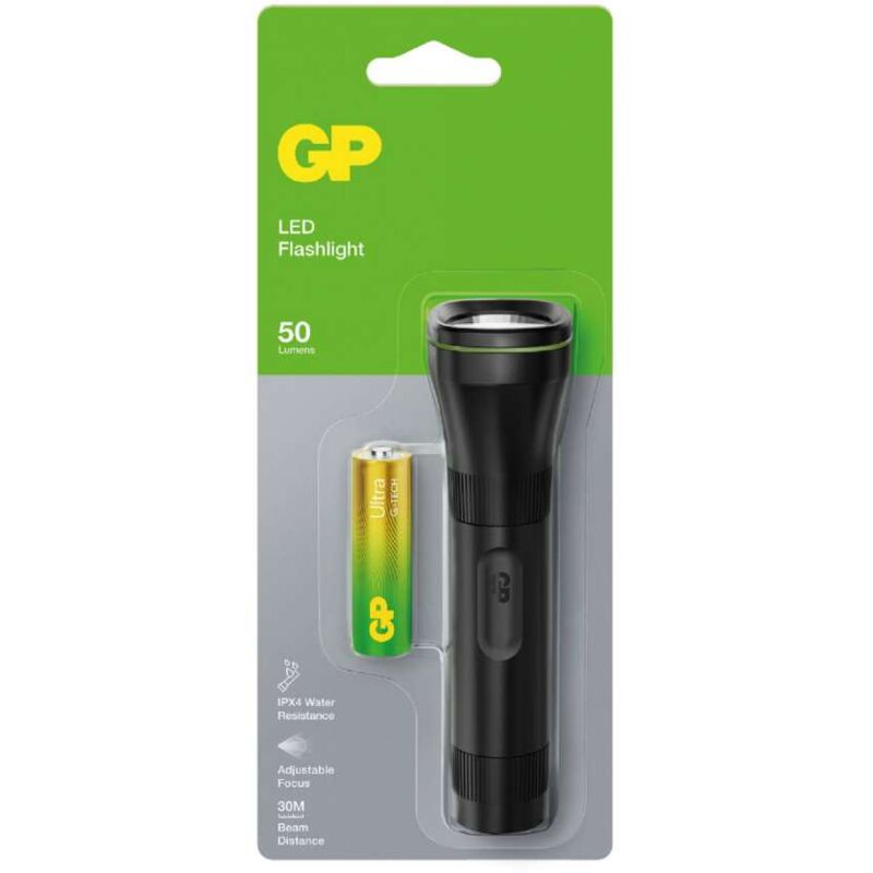 foto del prodotto gp torcia led c105 50lm fascio luminoso regolabile con 1 batteria mini stilo aa