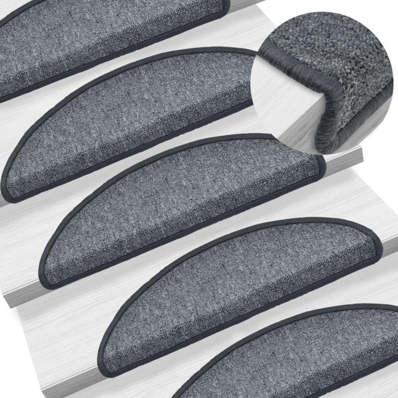 foto del prodotto gradini per scale 15 pezzi grigio scuro 56x17x3 cm dec023545