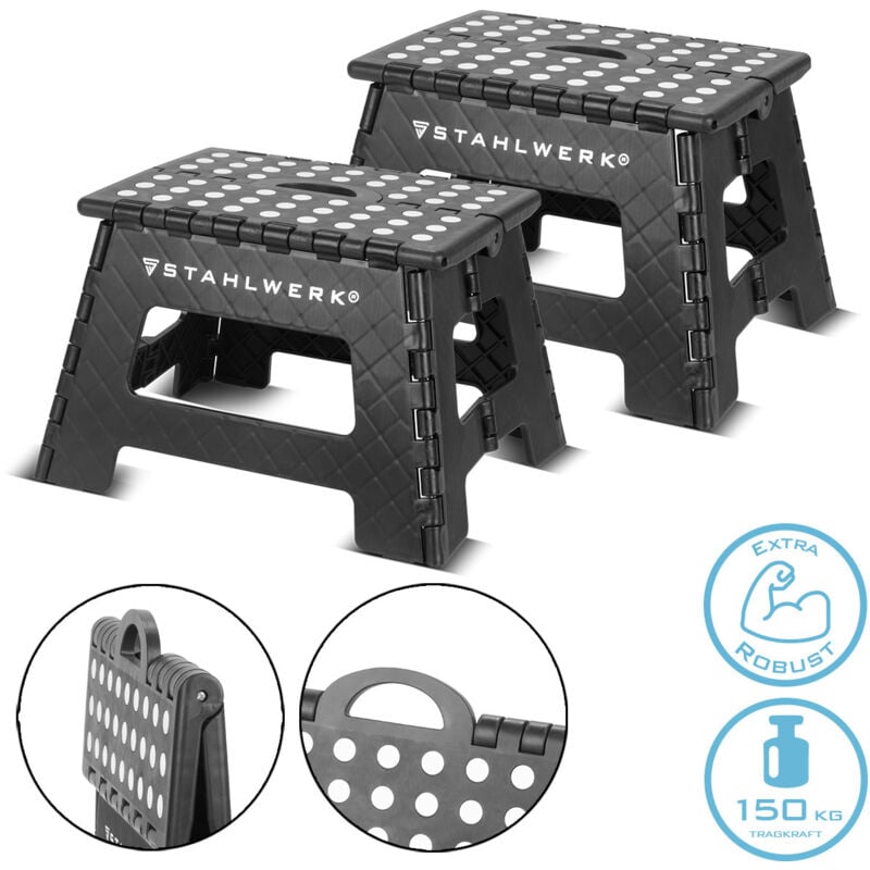 foto del prodotto gradino pieghevole kt 2 st set di 2 con capacit di carico di 150 kg sgabello pieghevole per gradini stahlwerk
