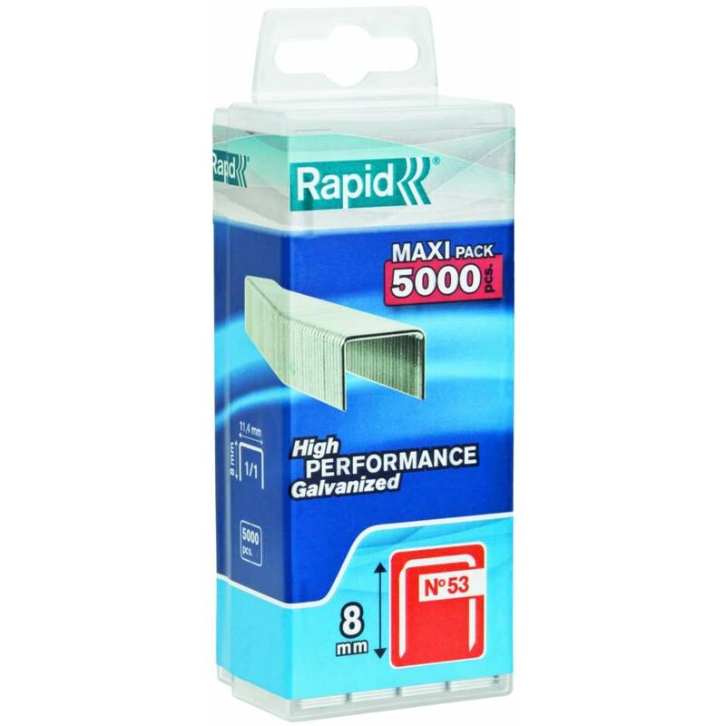 foto del prodotto graffe fini zincate n 53 10 mm, confezione 5000 pz rapid