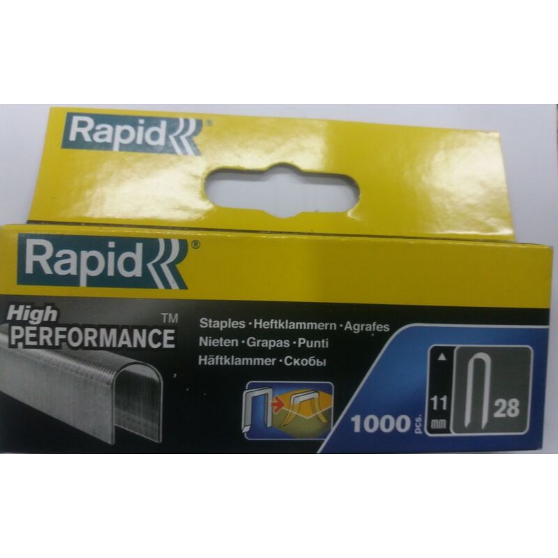 foto del prodotto graffette 11 mm rapid r 28 per fissatrice fissacavi 11 mm 7 16 pz 1000