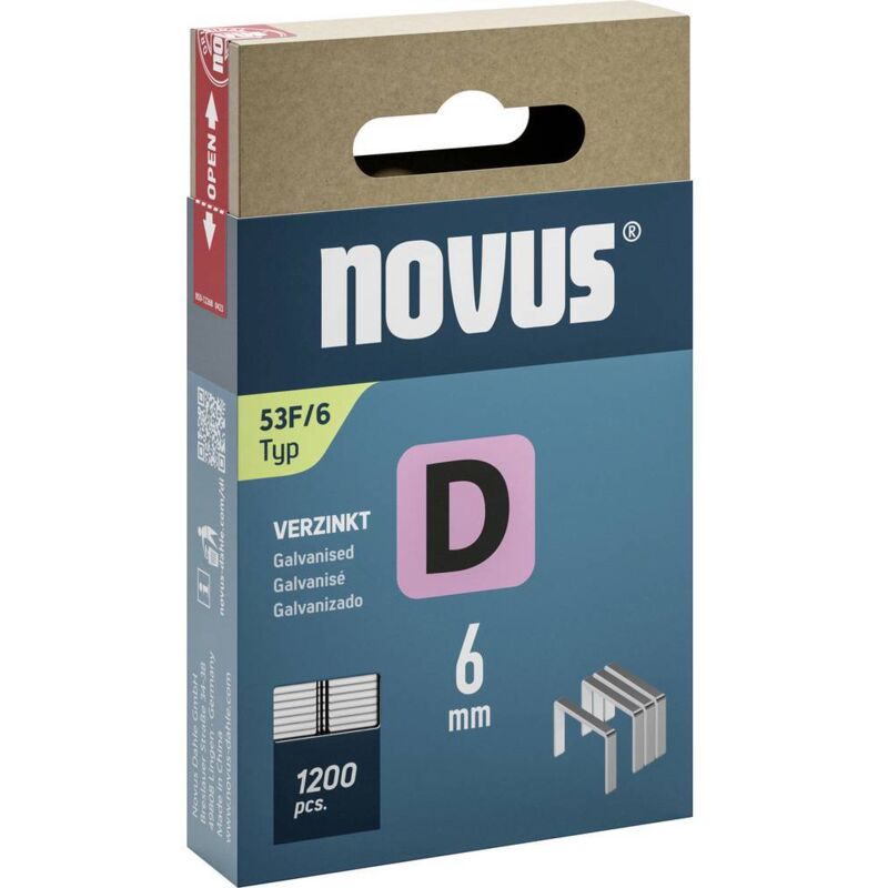 immagine 0 del prodotto graffette a filo metallico piatto tipo 53 f 1200 pz. novus 042 0788 dimensioni l x l x a 6 x 11.3 x 6 mm