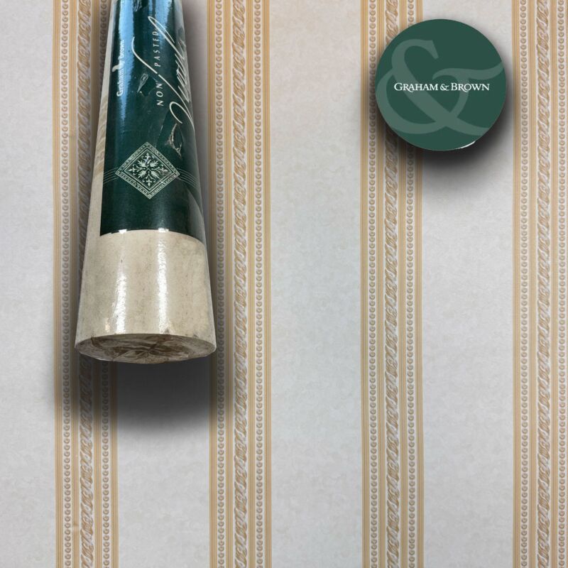 foto del prodotto graham brown super stock 0,56 al mq rotolo da 5,2mq 10x0,52mt di carta da parati vinilica top quality lavabile righe beige