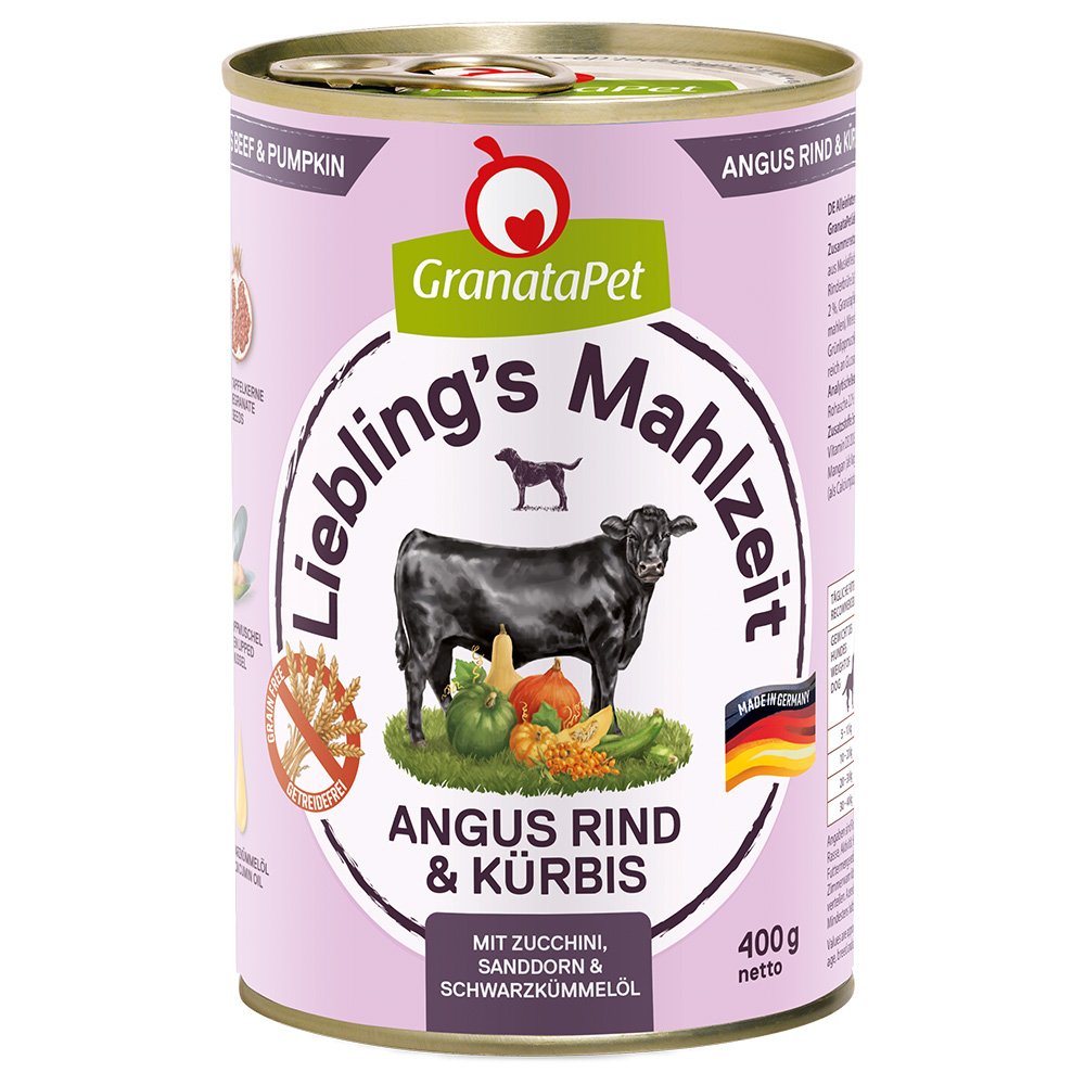 foto del prodotto granatapet 6 x 400 g alimento umido per cane angus zucca