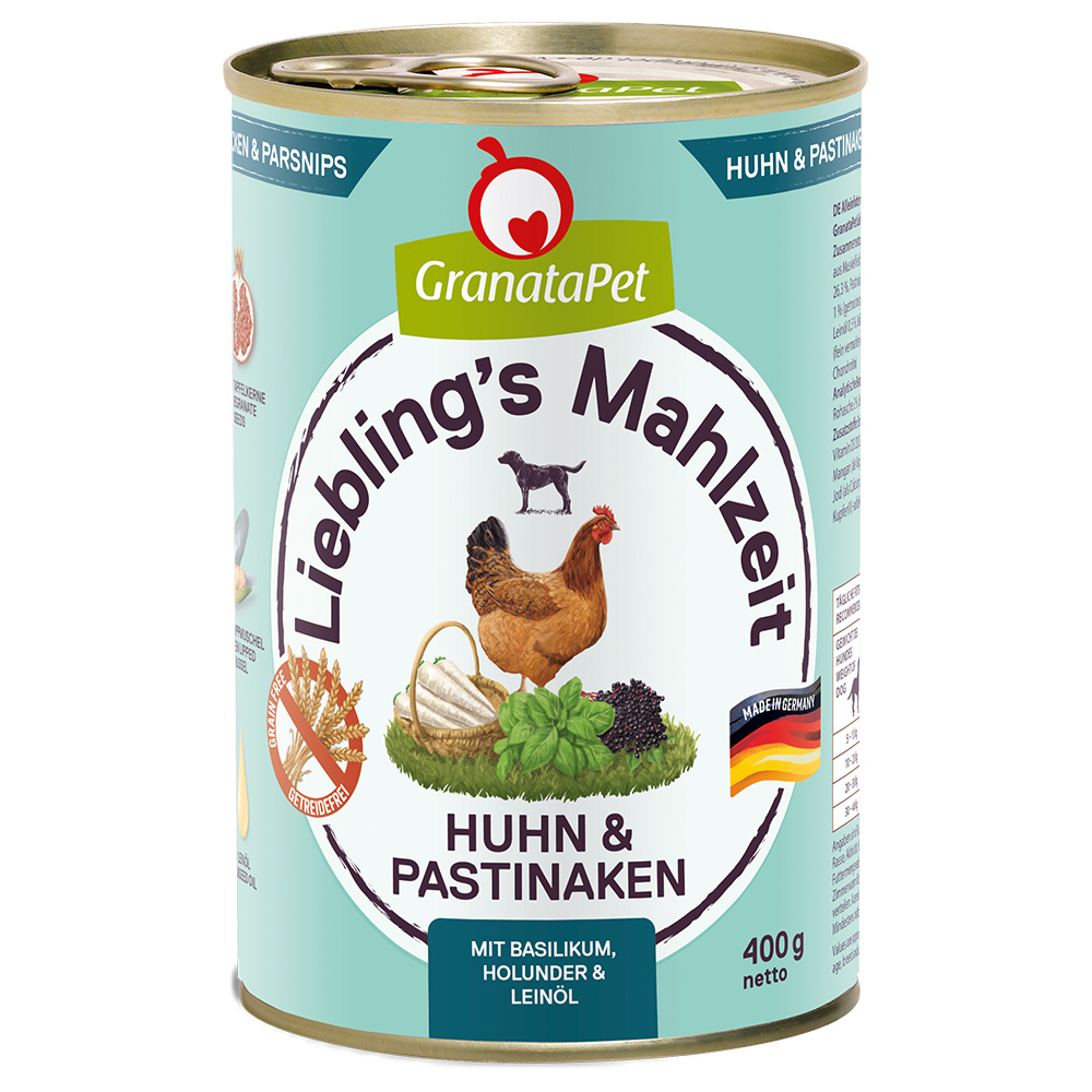 foto del prodotto granatapet 6 x 400 g alimento umido per cane pollo pastinaca