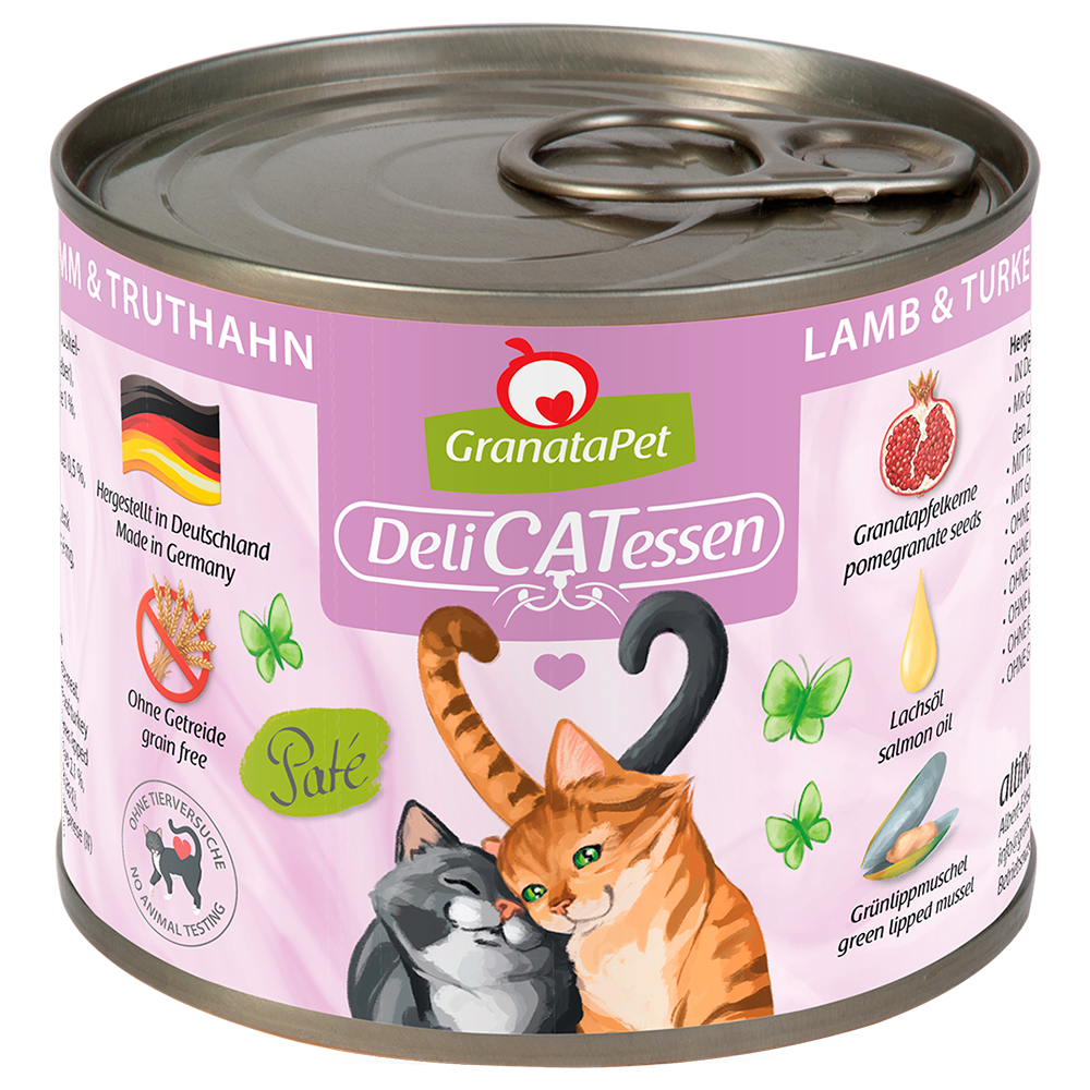 foto del prodotto granatapet delicatessen 6 x 200 g umido per gatto agnello tacchino