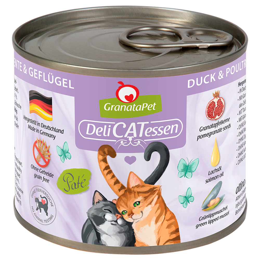foto del prodotto granatapet delicatessen 6 x 200 g umido per gatto anatra pollame