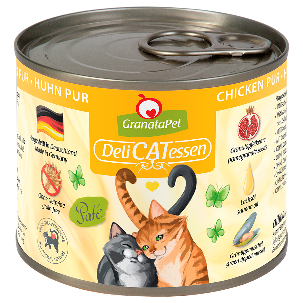 foto del prodotto granatapet delicatessen 6 x 200 g umido per gatto pollo puro