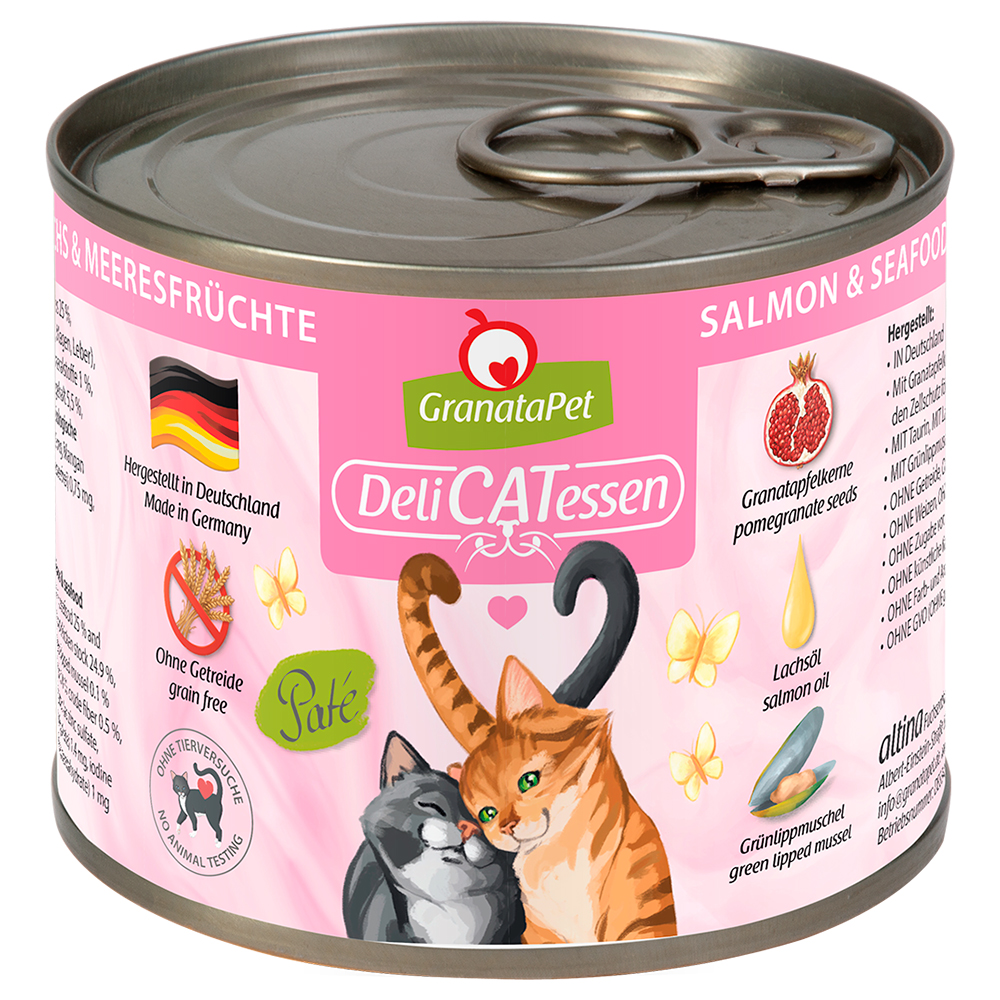 foto del prodotto granatapet delicatessen 6 x 200 g umido per gatto - salmone &amp; frutti di mare