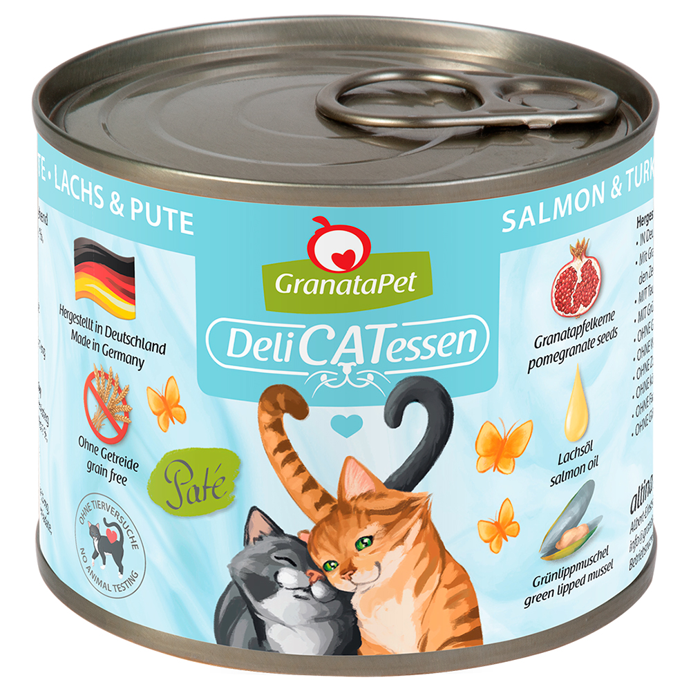 foto del prodotto granatapet delicatessen 6 x 200 g umido per gatto salmone tacchino