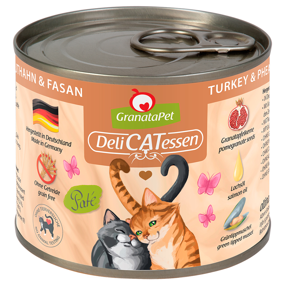 foto del prodotto granatapet delicatessen 6 x 200 g umido per gatto tacchino fagiano