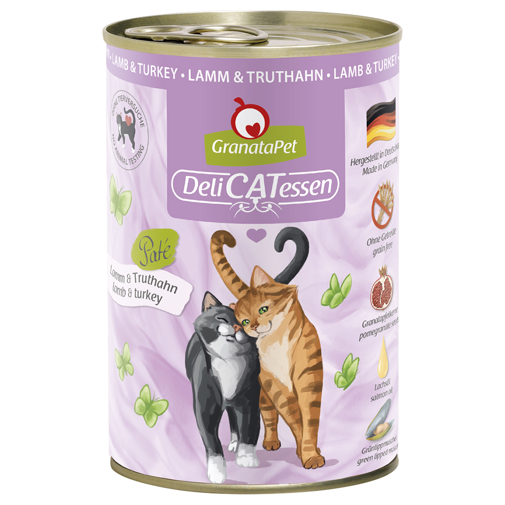 foto del prodotto granatapet delicatessen 6 x 400 g umido per gatto agnello tacchino