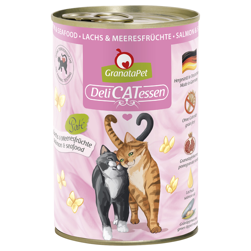 foto del prodotto granatapet delicatessen 6 x 400 g umido per gatto salmone frutti di mare
