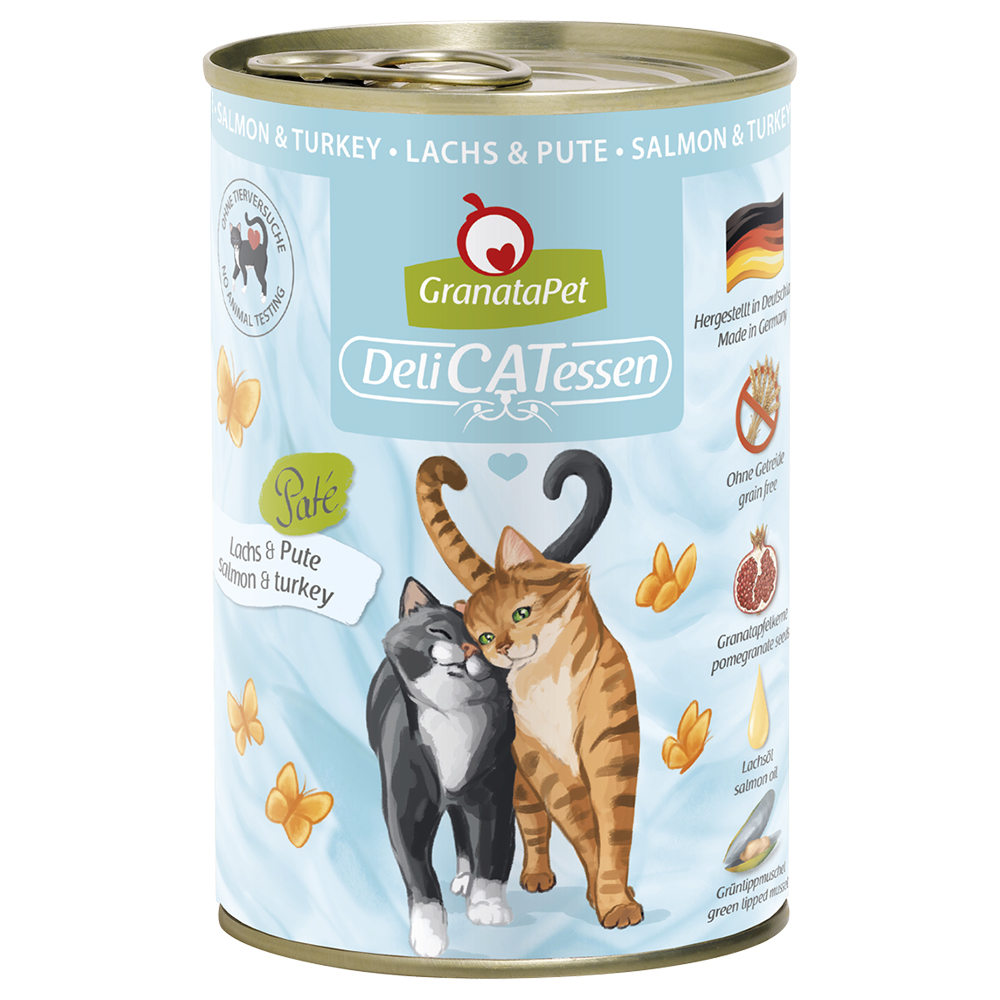 foto del prodotto granatapet delicatessen 6 x 400 g umido per gatto salmone tacchino