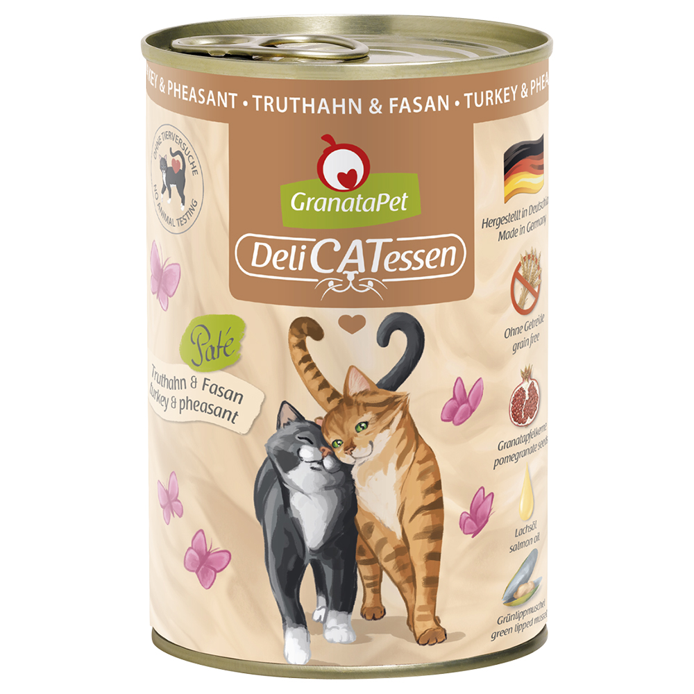 foto del prodotto granatapet delicatessen 6 x 400 g umido per gatto tacchino fagiano