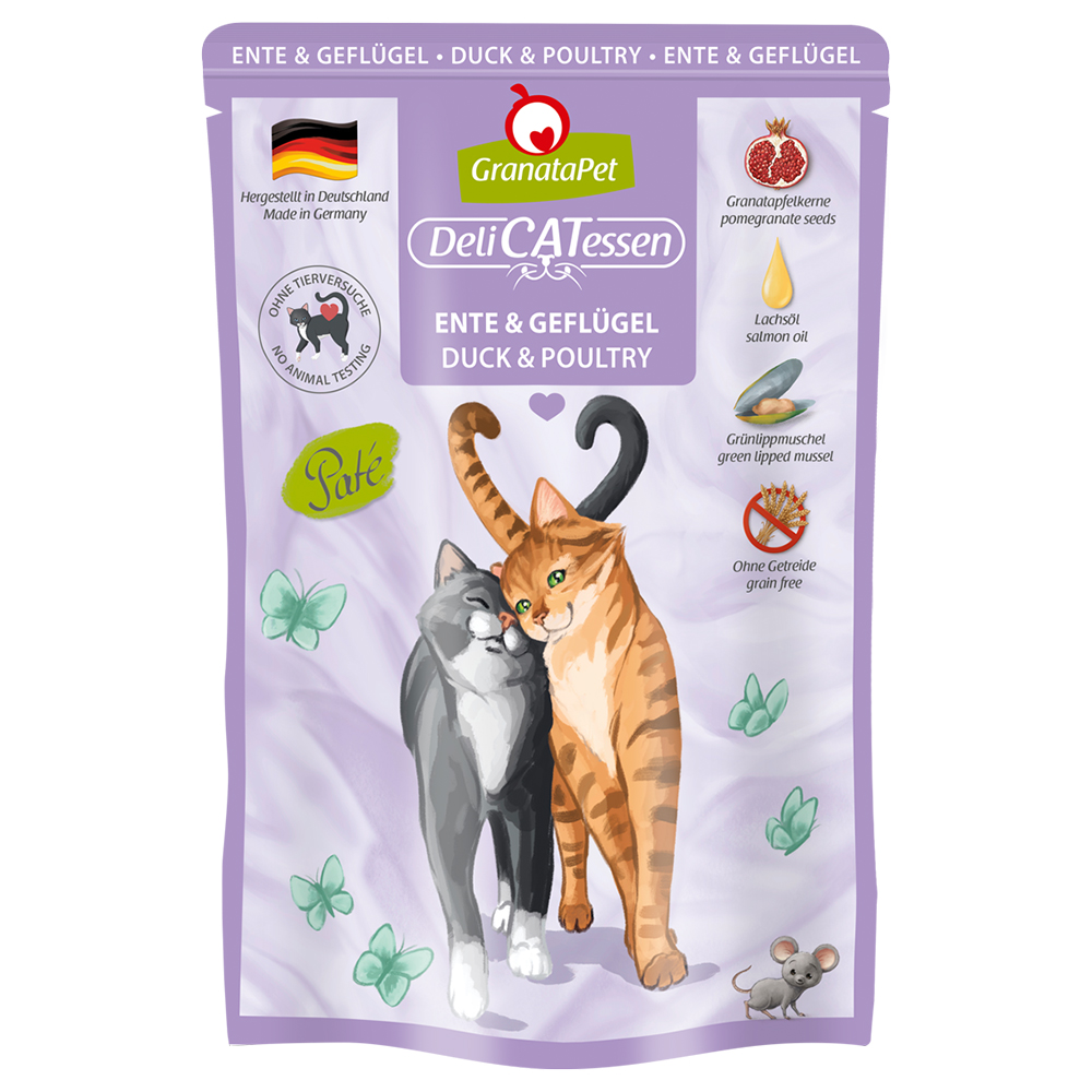 foto del prodotto granatapet delicatessen buste 6 x 85 g umido per gatto anatra pollame