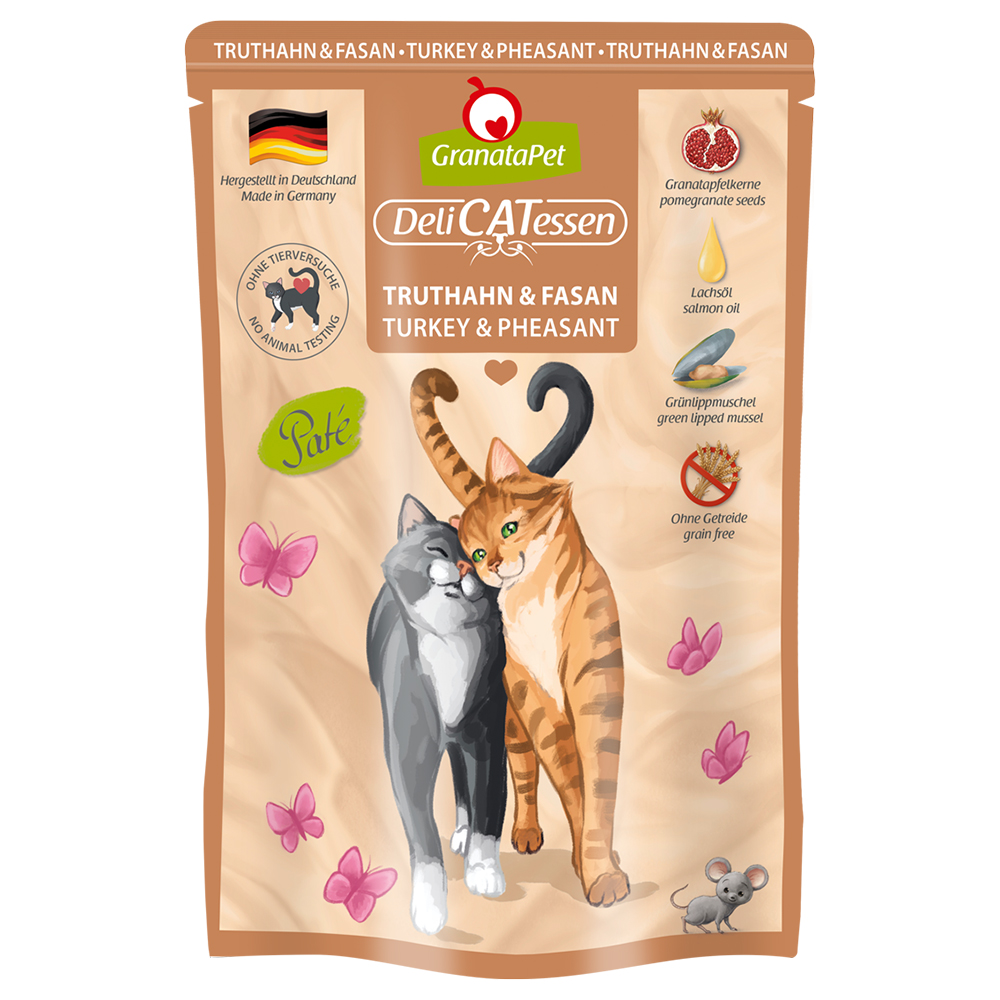 foto del prodotto granatapet delicatessen buste 6 x 85 g umido per gatto tacchino fagiano
