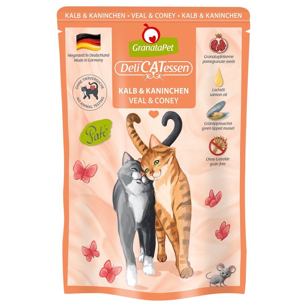 foto del prodotto granatapet delicatessen buste 6 x 85 g umido per gatto vitello coniglio