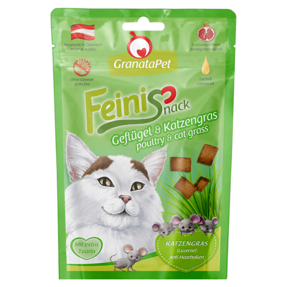 foto del prodotto granatapet feinis snack per gatto 50 g pollame erba medica