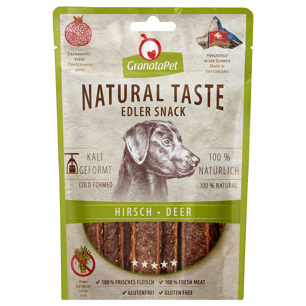 foto del prodotto granatapet natural taste edler snack per cani 90 g cervo