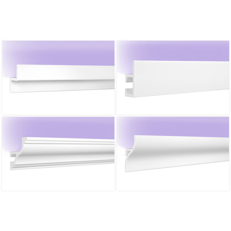 foto del prodotto grand decor 2 metri di rivestimento a led modanatura a stucco hdps con illuminazione indiretta opaca kh902 40 x 22 mm, 2 metri 1 striscia