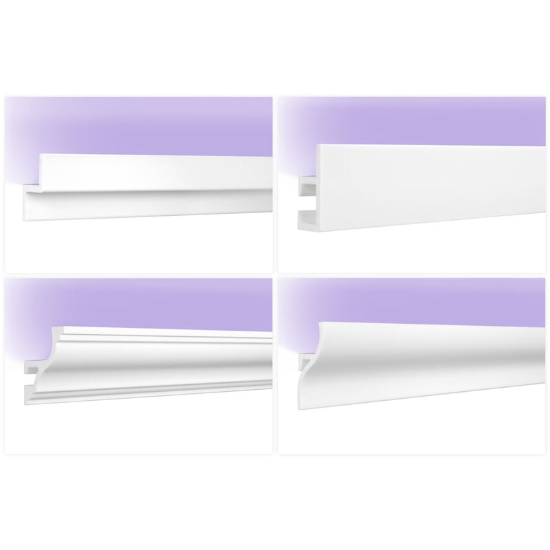 foto del prodotto grand decor 2 metri di rivestimento a led modanatura a stucco hdps con illuminazione indiretta opaca kh906 52 x 23 mm, 20 metri 10 strisce