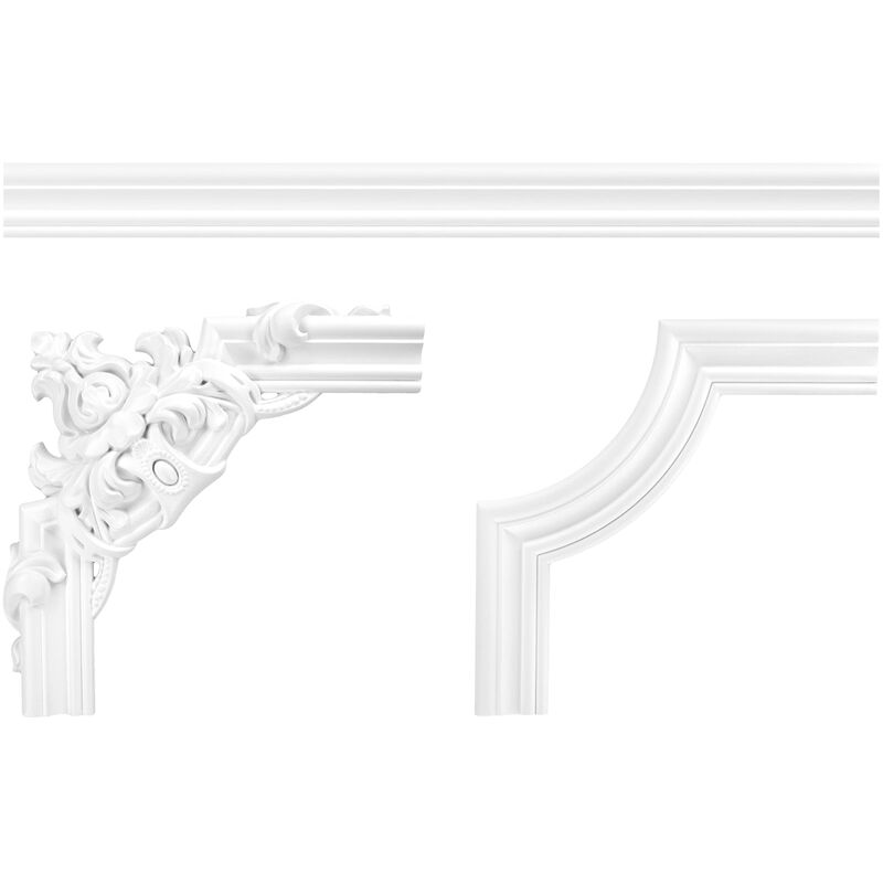 foto del prodotto grand decor - bordo per parete e soffitto fregio stucco pu resistente agli urti cr807 a b segmento cr807a - 300 x 300 x 35 mm