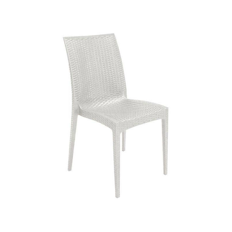 foto del prodotto grand soleil sedia in resina impilabile effetto rattan bistrot grandsoleil white