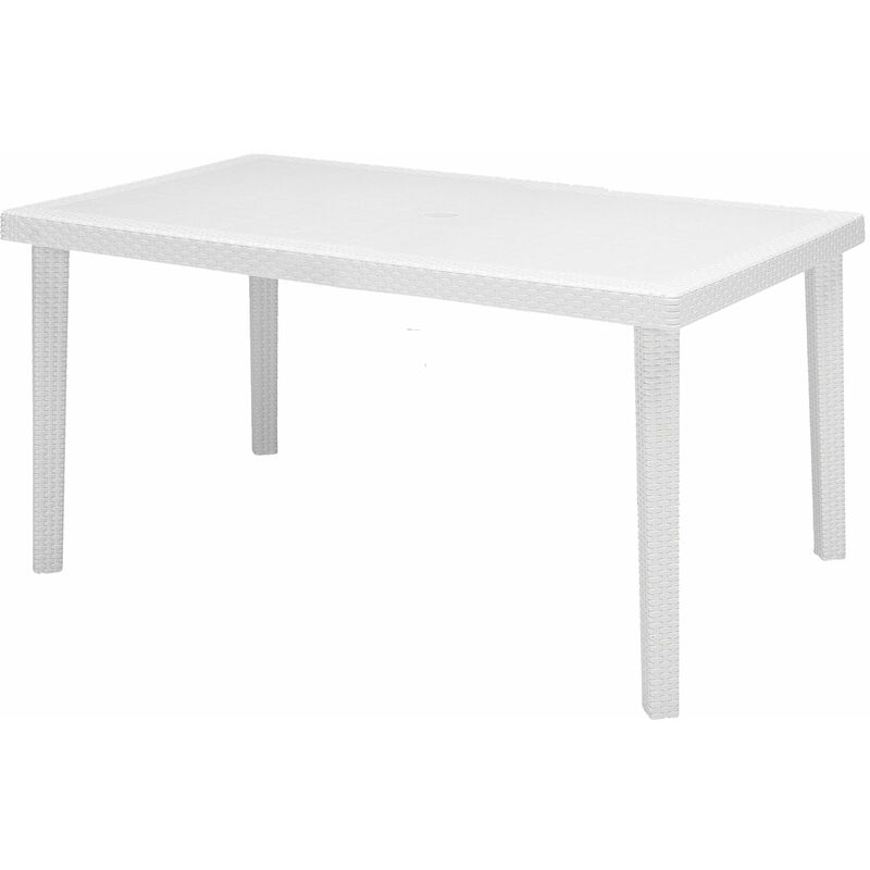 foto del prodotto grand soleil tavolo in resina rettangolare da giardino effetto rattan boheme white