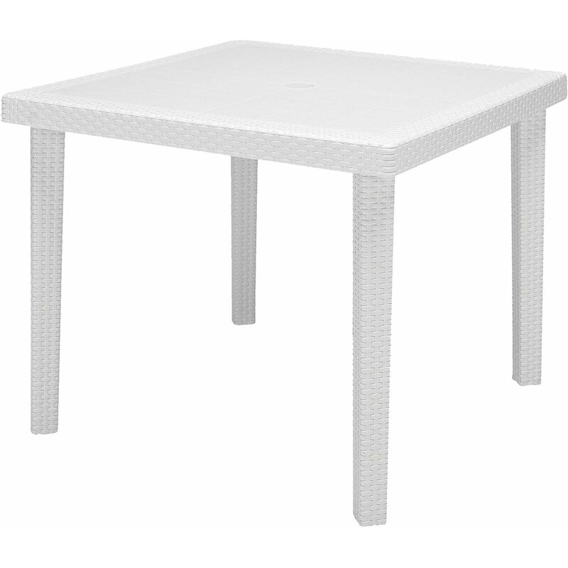 foto del prodotto grand soleil tavolo quadrato in resina effetto rattan boheme white