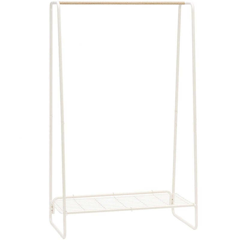 foto del prodotto grande appendiabiti in metallo con ripiano in rete, 1 livello, bianco, design moderno, solido, anti scivolo, per camera, studio, armadio,