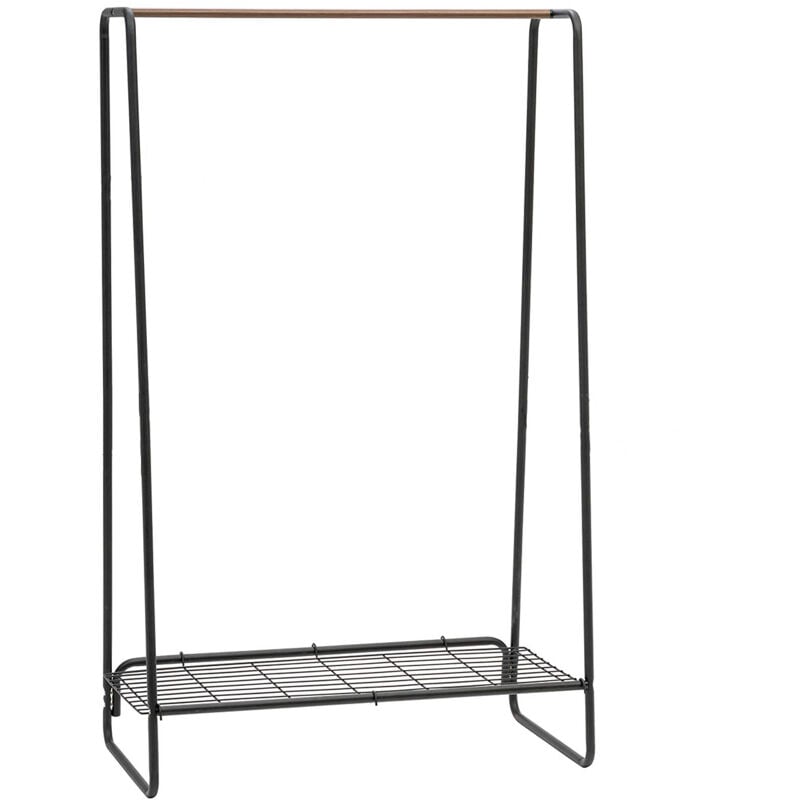 foto del prodotto grande appendiabiti in metallo con ripiano in rete, 1 livello, nero, design moderno, solido, anti scivolo, per camera, studio, armadio, abbigliamento