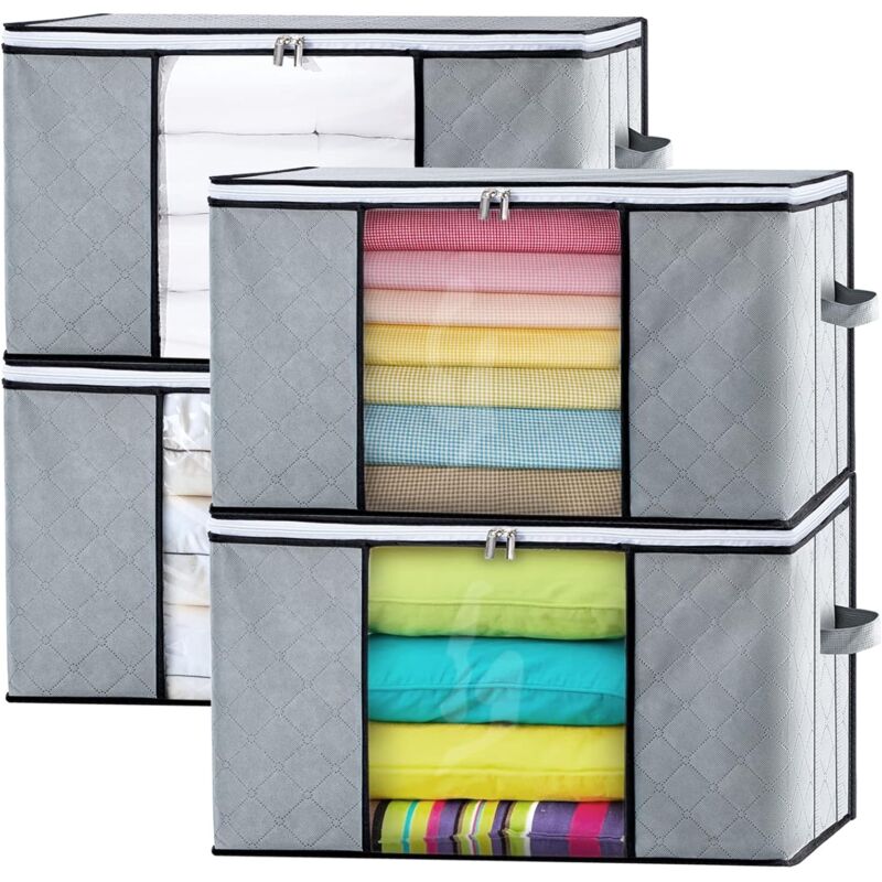 foto del prodotto grande borsa portaoggetti 4 set, custodia portaoggetti per vestiti, custodia portaoggetti per trapunte, maniglia rinforzata, scatole per traslochi,