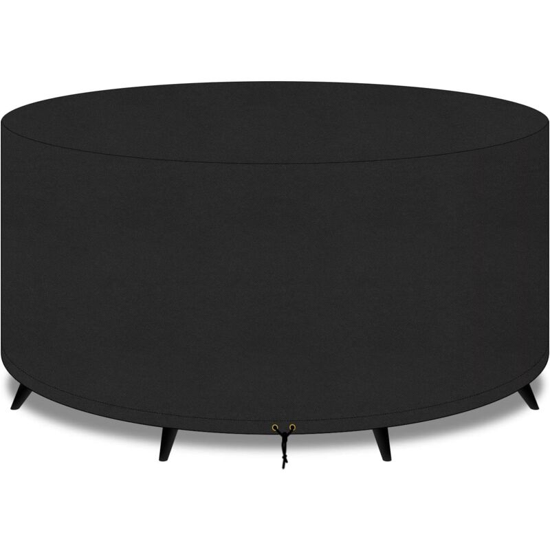 foto del prodotto grande copertura rotonda per mobili da giardino 420d per esterni, per patio, per set di sedie, impermeabile, resistente, 130 x 71 cm, nero