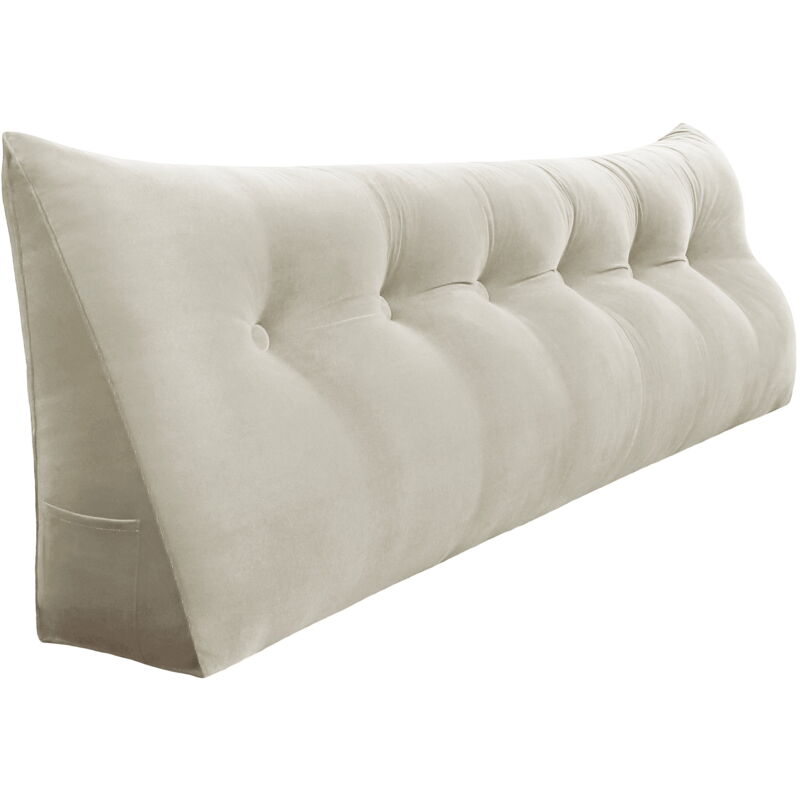 foto del prodotto grande cuscino a cuneo per il riposo a letto, cuscino lungo per la lettura, cuscino decorativo per la testiera, cuscino triangolare per la schiena,