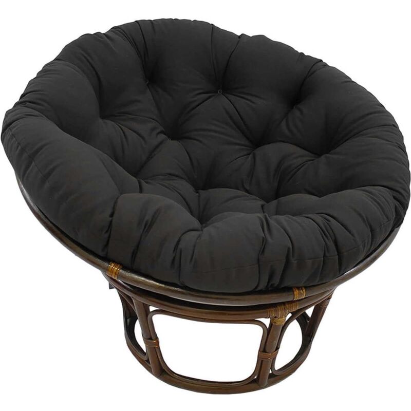 foto del prodotto grande cuscino rotondo nero per sedia, cuscino spesso per sedia a uovo sospesa in rattan per esterni